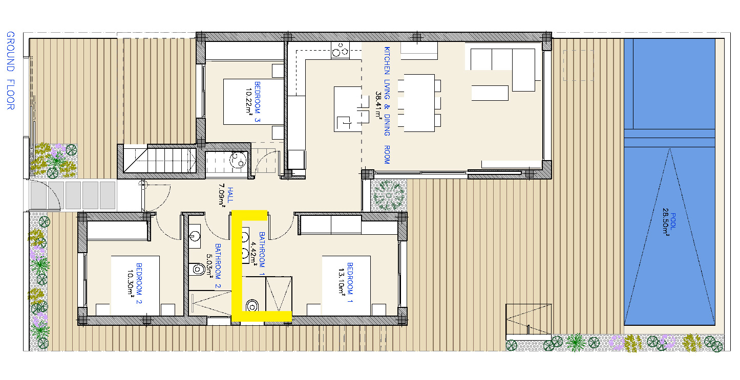 Plano alicatado Baño 1